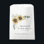 Elegant Sunflower Eucalyptus Floral Bridal Favor Bag<br><div class="desc">Create a modern Sunflower Floral favors with this cute template featuring beautiful rustic floral bouquet, geometric gold effect frame, with modern simple typography. TIP: Matching wedding suite cards like RSVP, wedding programs, banners, tapestry, gift tags, signs, and other wedding keepsakes and goodies are available in the collection below featuring this...</div>