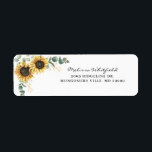 Elegant Sunflower Eucalyptus Floral Return Address Label<br><div class="desc">Create a modern Sunflower Floral return address labels with this cute template featuring beautiful rustic floral bouquet, geometric gold effect frame, with modern simple typography. TIP: Matching wedding suite cards like RSVP, wedding programs, banners, tapestry, gift tags, signs, and other wedding keepsakes and goodies are available in the collection below...</div>