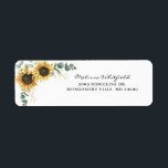 Elegant Sunflower Eucalyptus Floral Return Address Label<br><div class="desc">Create a modern Sunflower Floral return address labels with this cute template featuring beautiful rustic floral bouquet, geometric gold effect frame, with modern simple typography. TIP: Matching wedding suite cards like RSVP, wedding programs, banners, tapestry, gift tags, signs, and other wedding keepsakes and goodies are available in the collection below...</div>