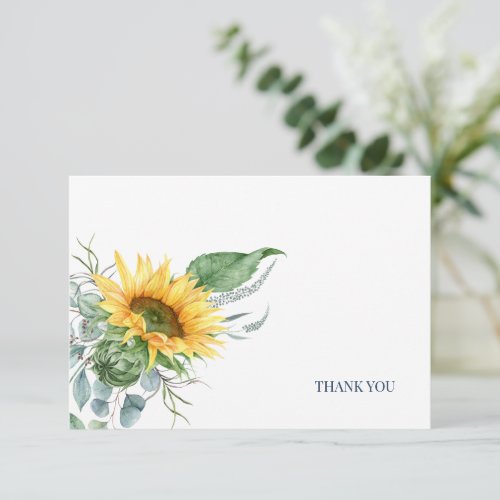 Elegant Sunflower Eucalyptus Floral  Thank You Card