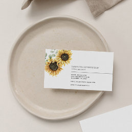 Elegant Sunflower Eucalyptus Florist Modern Business Card