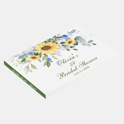 Elegant Sunflower Eucalyptus Foliage Bridal Shower Guest Book