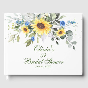 Elegant Sunflower Eucalyptus Foliage Bridal Shower Guest Book