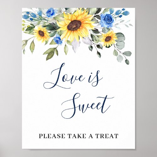 Elegant Sunflower Eucalyptus Love is Sweet Wedding Poster