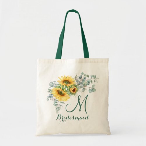 Elegant Sunflower Eucalyptus Rustic Bridesmaid Tote Bag