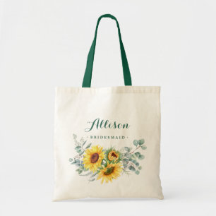 Elegant Sunflower Eucalyptus Rustic Bridesmaid Tote Bag