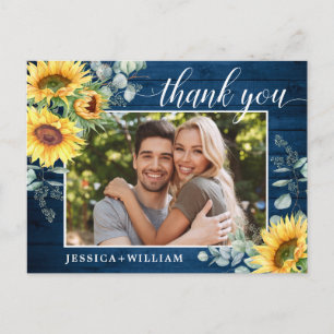 Elegant Sunflower Eucalyptus Rustic Thank You  Postcard