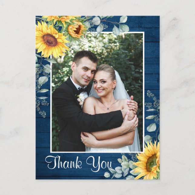 Elegant Sunflower Eucalyptus Rustic Thank You  Postcard (Front)