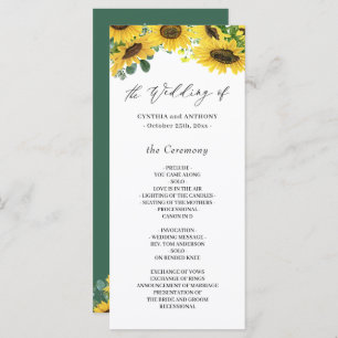 Elegant Sunflower Eucalyptus Wedding Ceremony Program
