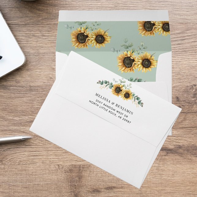Elegant Sunflower Eucalyptus Wedding Envelope (Elegant Sunflower Eucalyptus Wedding Envelope)