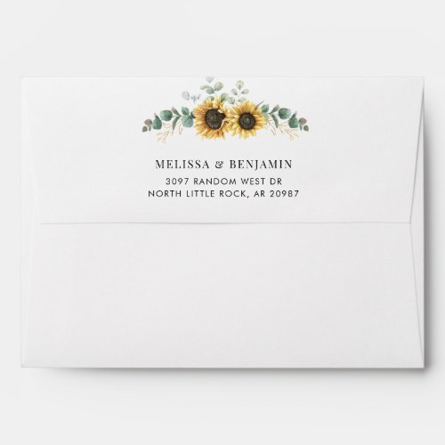 Elegant Sunflower Eucalyptus Wedding Envelope