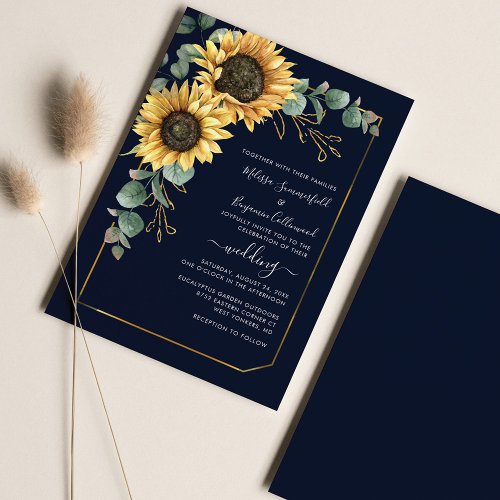 Elegant Sunflower Eucalyptus Wedding Invitation