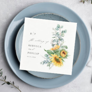 Elegant Sunflower Eucalyptus Wedding Napkins