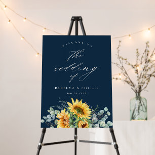 Elegant Sunflower Eucalyptus Wedding Welcome  Foam Board