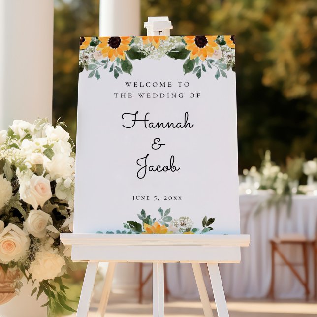 Elegant Sunflower Eucalyptus Wedding Welcome Foam Board (Creator Uploaded)