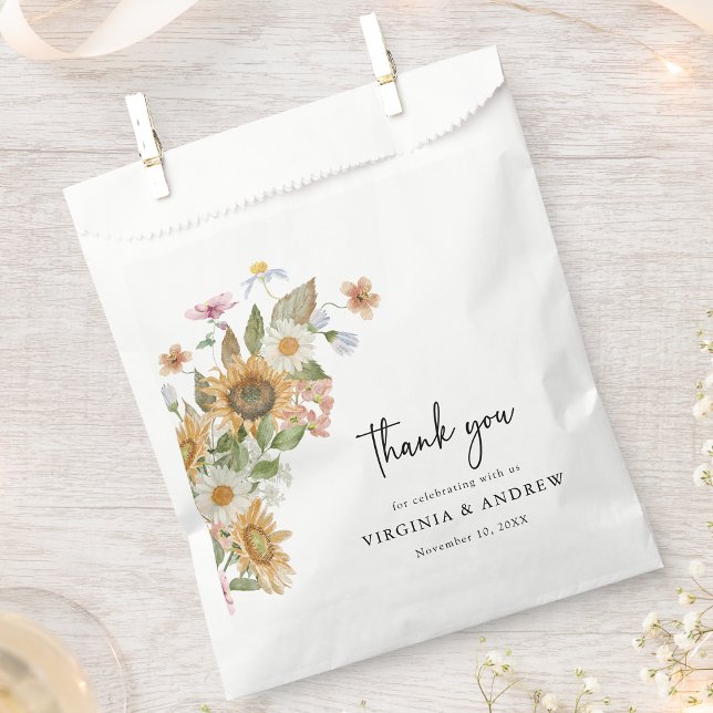 Elegant Sunflower Favor Bag (Elegant Sunflower Wildflower Thank You Favor Bag by Painted Paperie
)