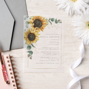 Elegant Sunflower Floral Bridal Shower Vellum Invitations