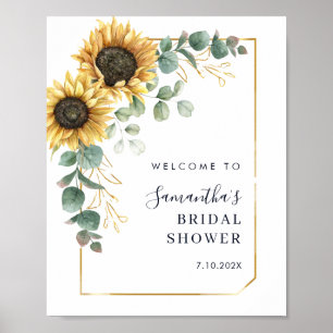 Elegant Sunflower Floral Bridal Shower Welcome Poster