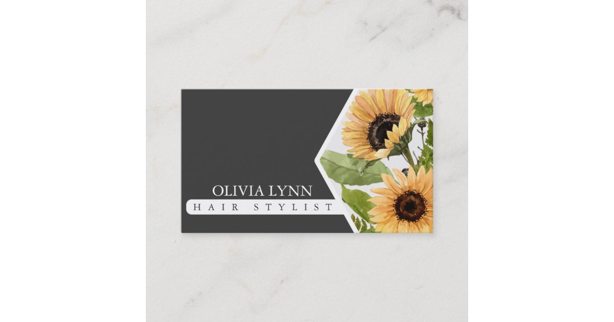 Elegant Sunflower Floral Business Card Template 