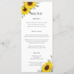 Elegant Sunflower Floral Greenery Wedding Menu<br><div class="desc">Personalize this elegant wedding menu with your own wording easily and quickly,  simply press the customise it button to further re-arrange and format the style and placement of the text.  Double sided. The Happy Cat Studio</div>