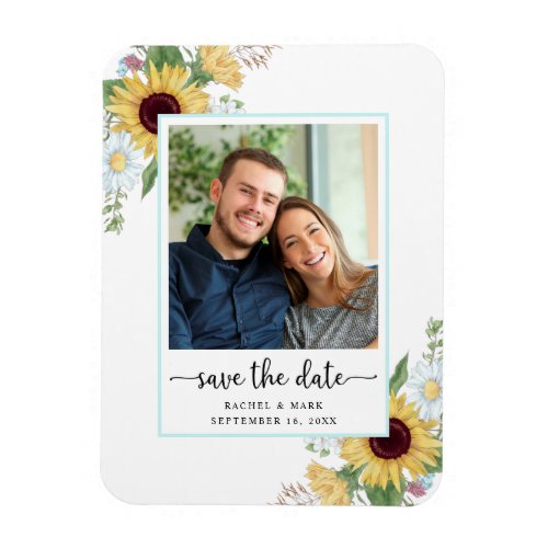 Elegant Sunflower Floral Wedding Save The Date Magnet