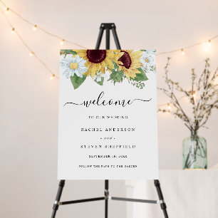 Elegant Sunflower Floral Wedding Welcome Foam Board