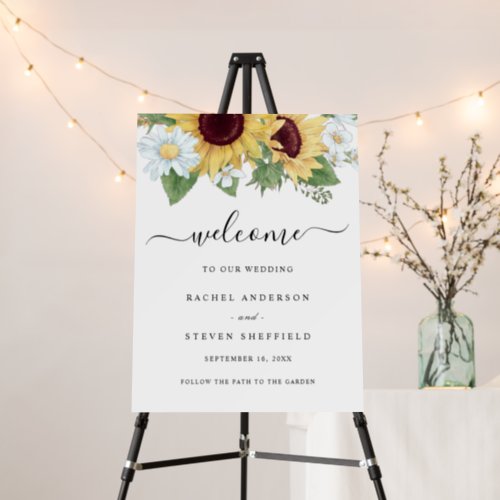 Elegant Sunflower Floral Wedding Welcome Foam Board