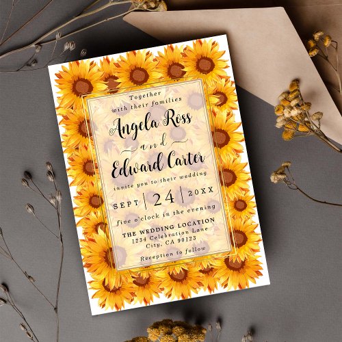 Elegant Sunflower Florals Wedding Invitation
