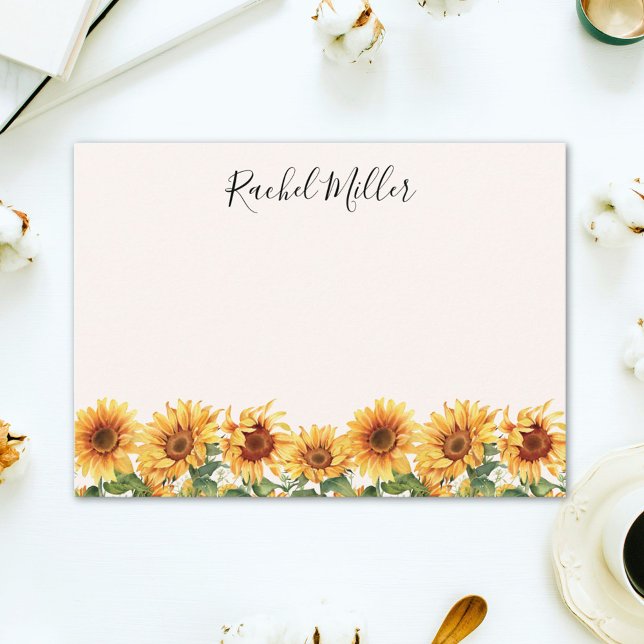 Elegant Sunflower Garden Note Card (In situ)
