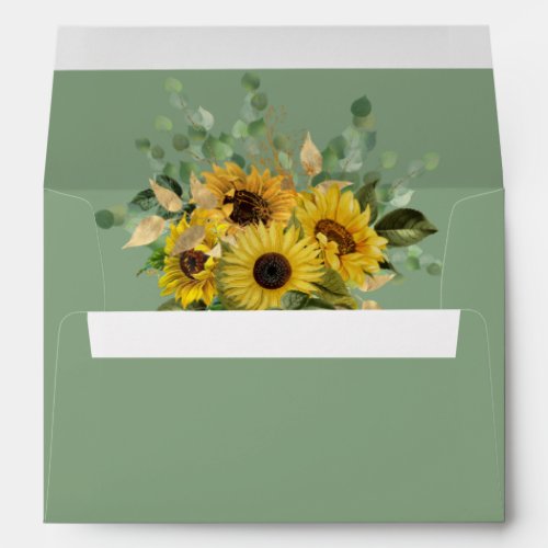 Elegant Sunflower Green Return Address Wedding Envelope