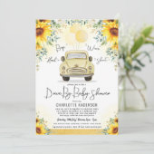 Elegant Sunflower Greenery Drive By Baby Shower Invitation (Standing Front)