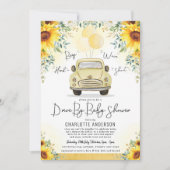 Elegant Sunflower Greenery Drive By Baby Shower Invitation (Front)