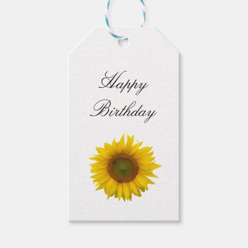 Elegant Sunflower Happy Birthday  Gift Tags