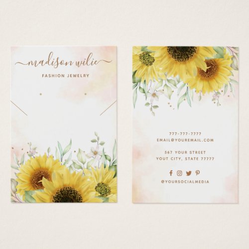 Elegant Sunflower Jewelry Earring Display Card 