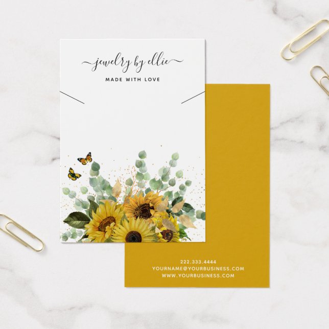 Elegant Sunflower Jewelry Necklace Display Card (Office)