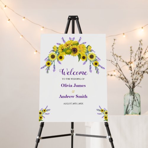 Elegant Sunflower & Lavender Wedding Welcome Sign