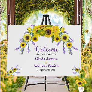 Elegant Sunflower & Lavender Wedding Welcome Sign 