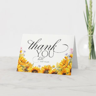 Elegant Sunflower Letterpress Thank You Card