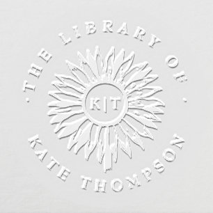 Elegant Sunflower Monogram Library Book Embosser