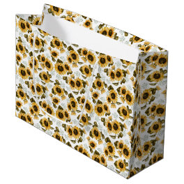 Elegant Sunflower Pattern Large Gift Bag
