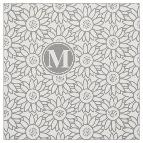 Elegant Sunflower Pattern Monogrammed Fabric