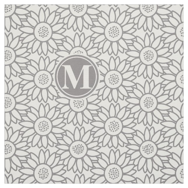 Elegant Sunflower Pattern Monogrammed Fabric (Swatch)