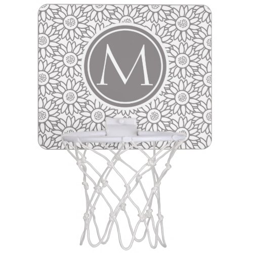 Elegant Sunflower Pattern Monogrammed Mini Basketball Hoop