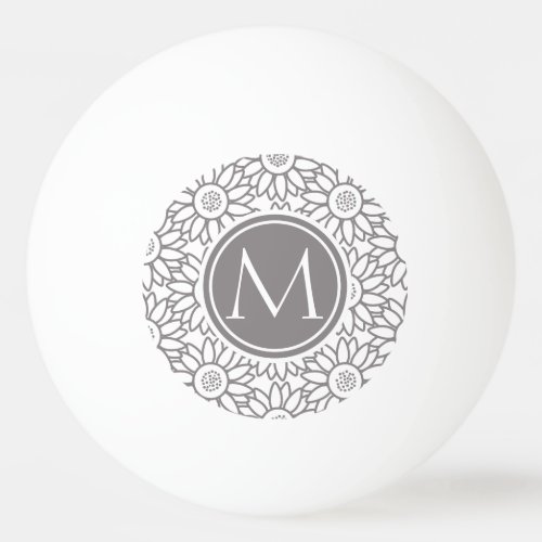 Elegant Sunflower Pattern Monogrammed Ping_Pong Ball