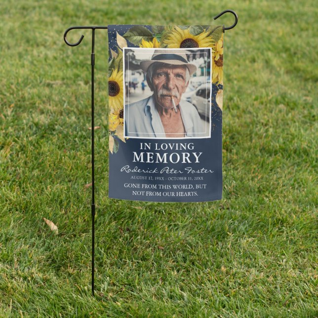 Elegant Sunflower Photo Memorial Tribute Garden Flag (In SItu)