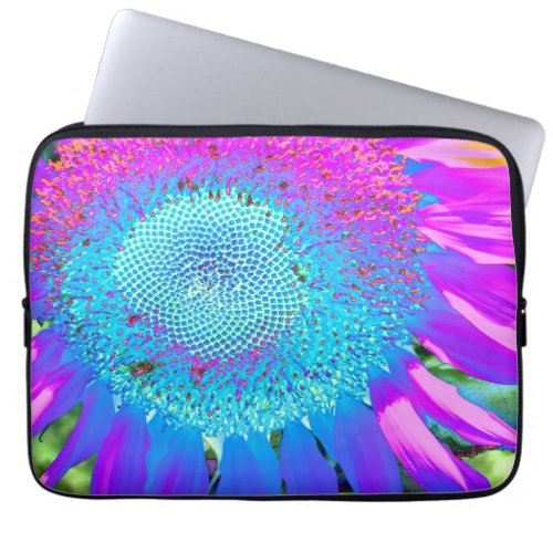 Elegant sunflower purple pink blue floral  laptop sleeve