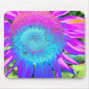 Elegant sunflower purple pink blue floral  mouse pad