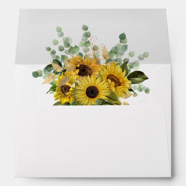 Elegant Sunflower Return Address Wedding Envelope (Back (Bottom))