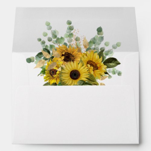 Elegant Sunflower Return Address Wedding Envelope