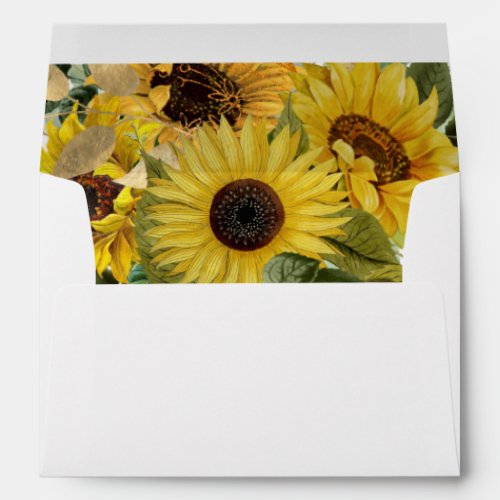 Elegant Sunflower Return Address Wedding Envelope
